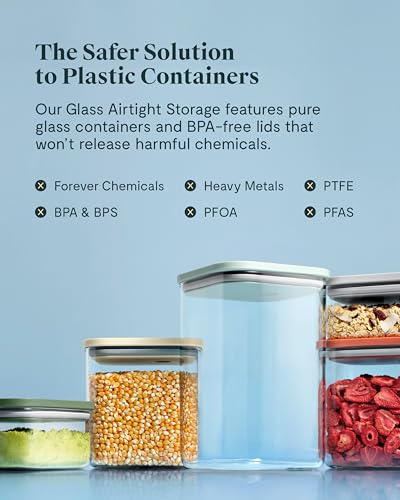 4qt Glass Airtight Food Storage Container with Lid – Non-Toxic, BPA-Free Kitchen Storage Container – Stackable, Space-Saving
