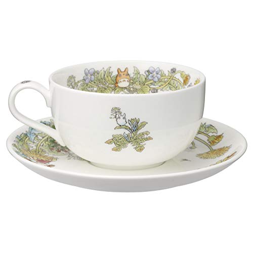 T97285A/4660-2 Milk Tea Cup & Saucer, 11.8 fl oz (325 cc), My Neighbor Totoro, Dandelion, Microwave Safe, 1 Guest, Bone China