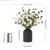 Fake Flowers in Vase for Centerpieces: Metal Vase with 12 Stems of Artificial Kiku Flowers Eucalyptuses Home Table Decor - White