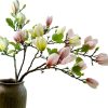 Magnolia Artificial Flowers Branches (Not Included Vase), Faux Fake 20 Heads Magnolias Stems Floral Arrangement Home Decor for