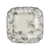 Adelaide 16-Piece Square Floral Dinnerware Set – Service for 4, Grey & White Porcelain Plates & Bowls, for Everyday Dining &