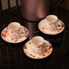 12 Pieces Fine Porcelain Espresso Cups and Saucers set of 6,2.5 oz,Espresso Shot Cup set for 6 Person,Antumn Leaves Parttern