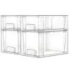 4 Pack Clear Stackable Storage Drawers,Easy to Assemble Bathroom Organizers and Storage with handles,Plastic Drawers for Kitchen