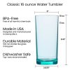 Classic Plastic Reusable Drinking Glasses (Set of 6) 16oz Water Cups Assorted Colors | BPA-Free Tumblers, Made in USA | Top-Rack