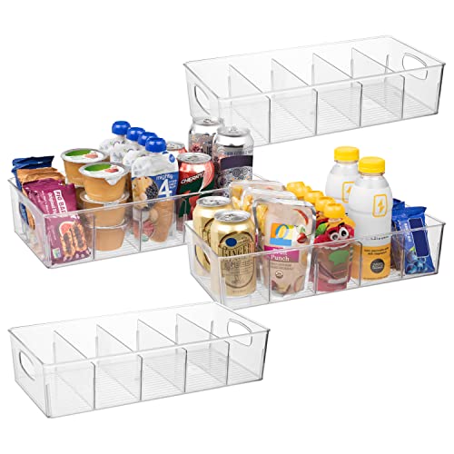 ClearSpace Plastic Pantry Organization and Storage Bins with Removable Dividers – 4 Pack XL Perfect Kitchen Organization or