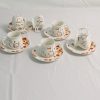 12 Pieces Fine Porcelain Espresso Cups and Saucers set of 6,2.5 oz,Espresso Shot Cup set for 6 Person,Antumn Leaves Parttern