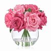 Artificial Flowers with Vase, Silk Rose Artificial Flowers Table Centerpieces with Faux Water for Home Decoration Fake Roses