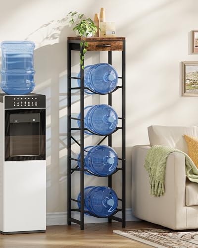 5-Gallon Water Jug Holder, Water Bottle Holder, 4-Tier Kettle Storage Shelf with Drawer, Water Dispenser Replacement Parts, for