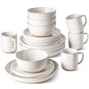 Dinnerware Sets 16 PCS, Stoneware Plates and Bowls Set, House Warming Wedding Present, Serve for 4 (10" Dinner Plates + 8" Salad