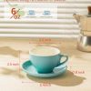 6 Ounce Cappuccino Cups with Saucers, Porcelain Double Espresso Cups Set of 6 - Hot Assorted Colors