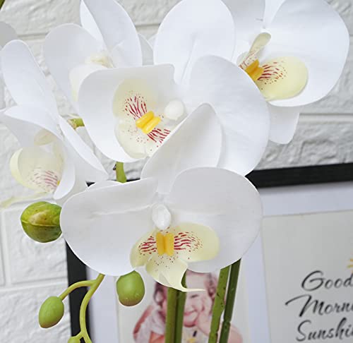 Orchids Artificial Fake Flowers with Vase for Table Centerpieces, Fake Orchids in Pots Orquideas Real Touch Flowers Large Vivid