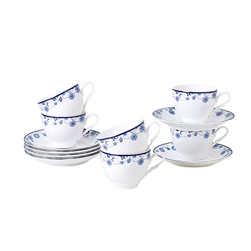 Navy Blue Espresso Cups and Saucers Set of 6