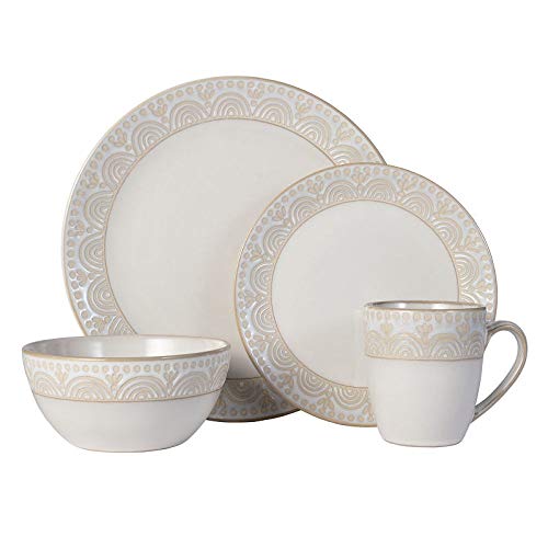 Amelia Cream 16-Piece Dinnerware Set, Service For 4