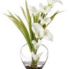 15.5in. Calla Lily and Grass Artificial Arrangement in Vase, Cream
