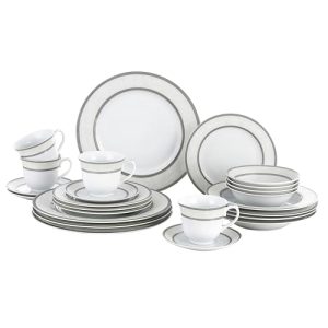 Lorren Home Trends Sirena Dinner Set, Silver