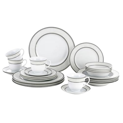 Lorren Home Trends Sirena Dinner Set, Silver