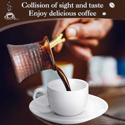 12 Set 2.7 OZ Porcelain Espresso Cups with Saucers White Ceramic Coffee Cups and Saucers Cappuccino Mug Latte Cup for Cafe Mocha