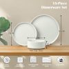 Dinnerware Sets for 6, 18-Piece Stoneware Plates and Bowls Set, Modern Kitchen Dinning Dishware, Chip and Scratch Resistant,