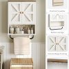 Bathroom Wall Cabinet, Medicine Cabinet with Open Partition and Towel Bar, Rustic Storage Cabinet with Open and Hidden Storage