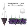 Artificial Faux Hanging Flowers Plants Basket for Spring Summer Outdoor Porch Decor, Fake Silk Purple Morning Glory Long Vine in