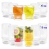 Ribbed Glasses Drinking Glassware - Set of 12 Vintage Cute Cocktail Cups - 6 Pcs Ripple Rluted Aesthetic Drinkware 16 oz & 6 Pcs