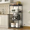 Bakers Rack with Power Outlet, Microwave Stand with Hooks, Multifunctional Storage Rack, Coffee Bar with Enclosure, Kitchen