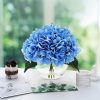 Hydrangea Fake Flowers in Vase, Silk Flowers in Vase with Faux Water for Home Decor Indoor (Blue)