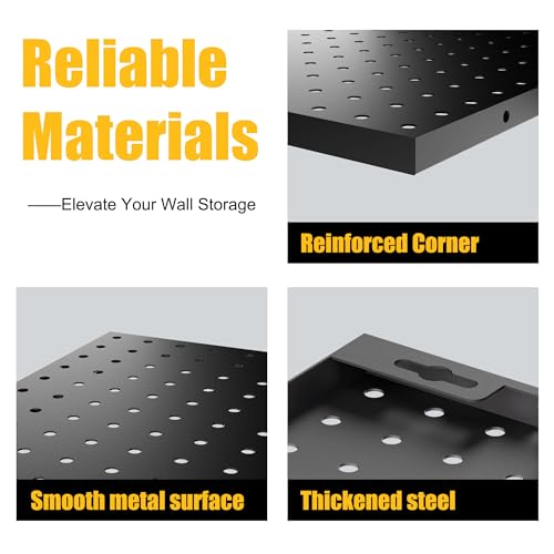 Peg Board, 8 Pack Metal Pegboard Panels White & Black Pegboards Wall Organizer with 50 Pcs Hooks, Peg Board for Walls Home,