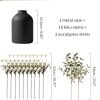 Fake Flowers in Vase for Centerpieces: Metal Vase with 12 Stems of Artificial Kiku Flowers Eucalyptuses Home Table Decor - White