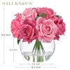 Artificial Flowers with Vase, Silk Rose Artificial Flowers Table Centerpieces with Faux Water for Home Decoration Fake Roses