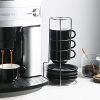 Ceramic Espresso Cups with Saucers, 4 Ounce Stackable Cappuccino Cups with Metal Stand for Coffee Drinks, Latte, Tea - Set of 4
