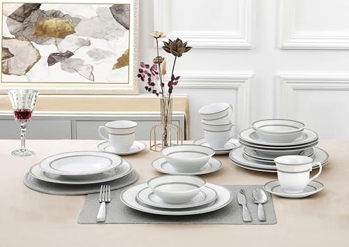 Lorren Home Trends Sirena Dinner Set, Silver
