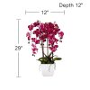 Potted Silk Faux Artificial Flowers Arrangements Realistic Purple Fuchsia Orchid in White Ceramic Pot for Home Decoration Living
