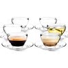 Clear Large Glass Coffee Mug with Handles for Hot Beverages, Clear Mugs for Espresso, Tea, Cappucino, Latte, Juice (8.75 oz,