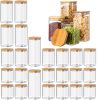 12 Pcs 24 Pcs Square Pantry Glass Storage Jars with Bamboo Lids 4 Sizes Food Storage Containers Clear Stackable Canisters