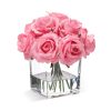 Rose Artificial Flowers in Vase with Faux Water, Silk Rose Table Centerpieces for Home Coffee Table Decor, Fake Roses Flower