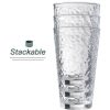 Set of 10 Hammered Glass Cups, 16oz. Dishwasher Safe Cocktail Drinking Glasses - Clear Heavy Base Stemmed Water Glasses, Tall