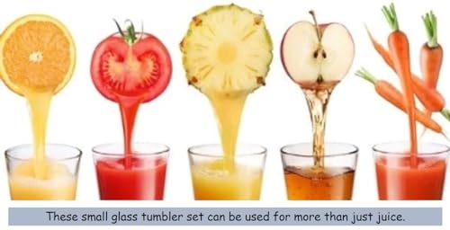 Small Juice Glasses, Mini Clear Glass Cups Tumblers, 5.1 Oz, Drinking Glassware for Orange Juice, Water, Milk, Coffee, Perfect
