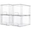 Vtopmart 4 Pack Large Stackable Storage Drawers,Easily Assemble Acrylic Bathroom Closet Undersink Organizers and Storage,Plastic