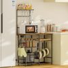 Bakers Rack with Power Outlet, Kitchen Microwave Stand with 10 S-shaped Hooks, 6-Tier Coffee Bar Station, Kitchen Storage Shelf