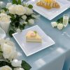 350Pcs Silver Plates - Silver Square Plastic Plates 9 .5" and 6" - serve for 50 guests include 50 Cups 50Plastic Cutlery 50Hand