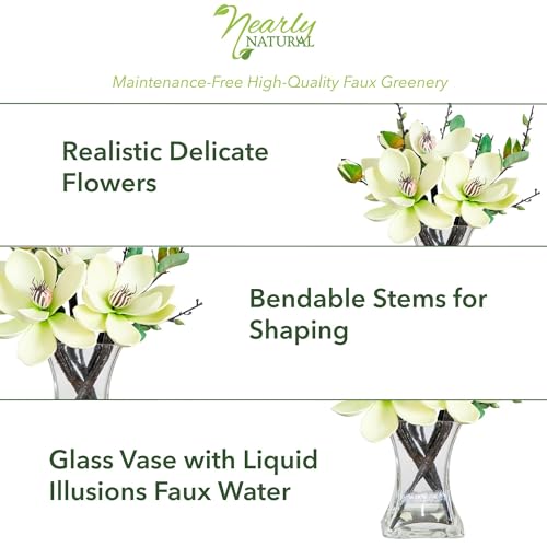 4534-WH Magnolia Arrangement with Vase,White