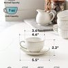 Cappuccino Cups with Saucers 6 oz, Ceramic Embossment Coffee Cup for Au Lait, Double shot, Latte, Cafe Mocha, Tea, Dishwasher