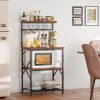 Kitchen Bakers Rack with Hutch, Coffee Bar Station 4 Tiers, Microwave Oven Stand with 6 S Hooks and Pegboard, Kitchen Microwave