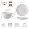 10 oz Cappuccino Cups with Saucers - Ceramic Espresso Coffee Cups Set of 4, White Tea Mugs and Saucer, Latte Mugs Set, Microwave