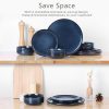 12 Pieces Dinnerware Set Stoneware Service for 4, Dinner Plates and Bowls Sets, Double Reactive Glaze Dishes Set for Kitchen,