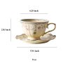 8 oz Vintage flower Ceramic cup and 6" saucer sets with Brand customized stainless steel spoon Gifts for Afternoon Tea Coffee