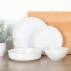 Dinah 16 Piece Double Bowl Stoneware Embossed Speckled Dinnerware Set - Matte White
