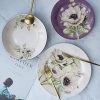 Purple Poppy Ceramic 12 pcs Dinnerware Set, Service for 4, Inclusive of 11 inch Dinner Plates, 8.75 inch Salad Plates and 35oz