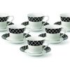Lorren Home 2oz. Espresso Set Service for 6-Black/Gold